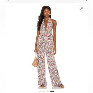 Maaji Floral Halter Jumpsuit in White, Pink, Green
